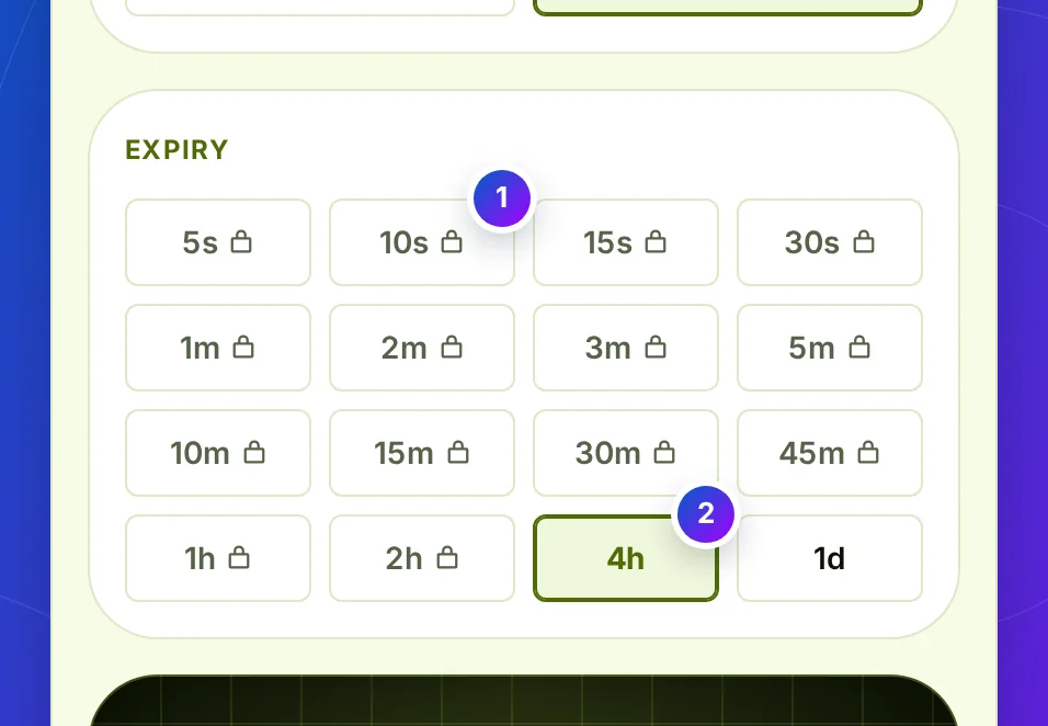 The Expiry keys: 5s to 1d in a grid, padlocks on the fourteen faster ones, 4h pressed